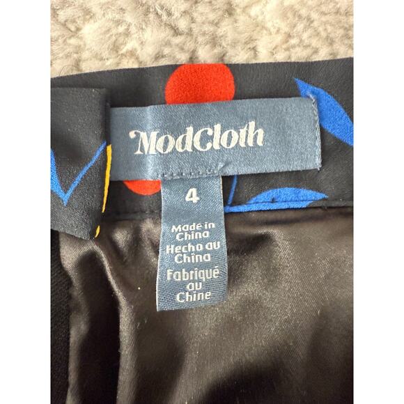 Modcloth Sz 4 Cherry Print Pleated Midi Skirt Retro Pin-Up Rockabilly - Picture 6 of 10